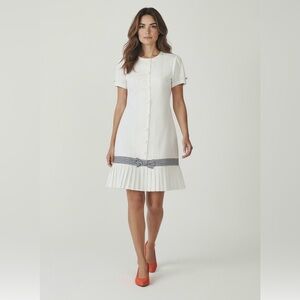 Patty O”Neil Vintage Elegant White Pleated Dress